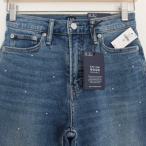 GAP High Rise Studded Cheeky Straight Jeans w/Secret Smoothing Pockets